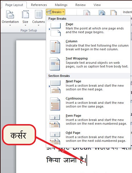 Page Break & Section Break