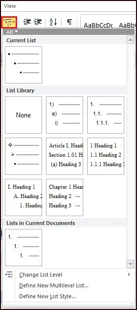 Multilevel list