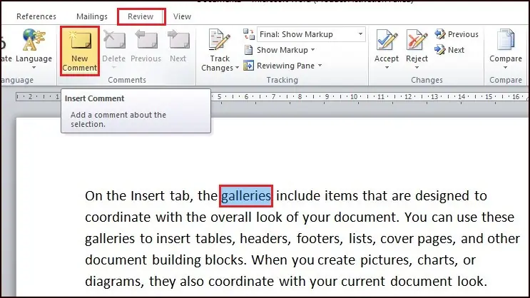 comments in Word